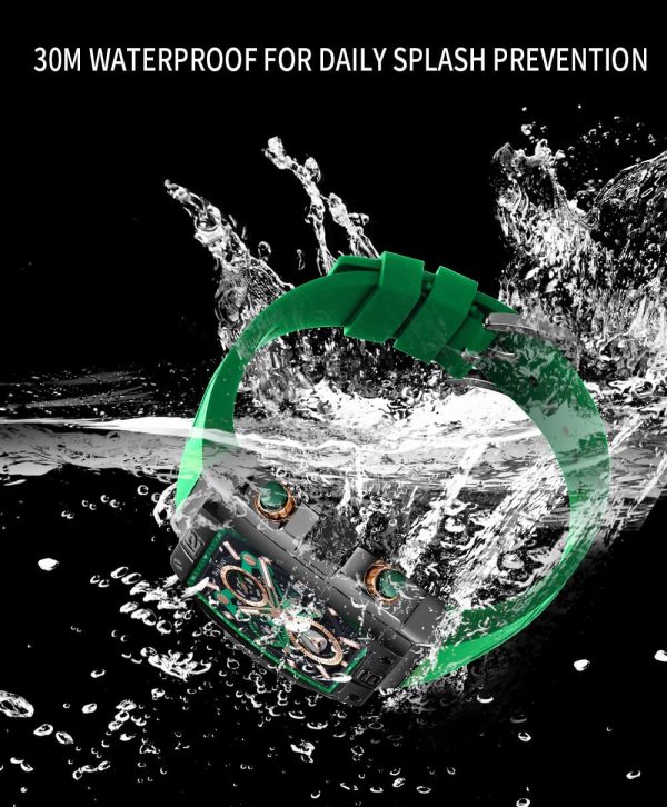 Mens Watches Analog Waterproof Fashion Date Wrist Watch, Skeleton Tonneau Watches for Men with Chronograph,Ideal for Sports Enthusiasts & Daily Wear - Perfect Gifts for Men - Image 5