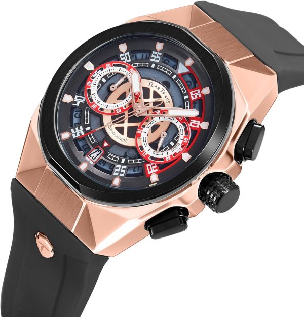 Mens Watches Analog Waterproof Fashion Date Wrist Watch, Skeleton Tonneau Watches for Men with Chronograph,Ideal for Sports Enthusiasts & Daily Wear - Perfect Gifts for Men - Image 9
