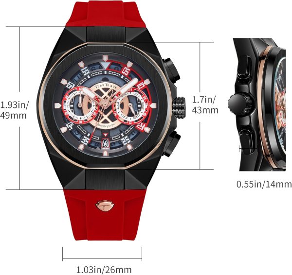 Mens Watches Analog Waterproof Fashion Date Wrist Watch, Skeleton Tonneau Watches for Men with Chronograph,Ideal for Sports Enthusiasts & Daily Wear - Perfect Gifts for Men - Image 25