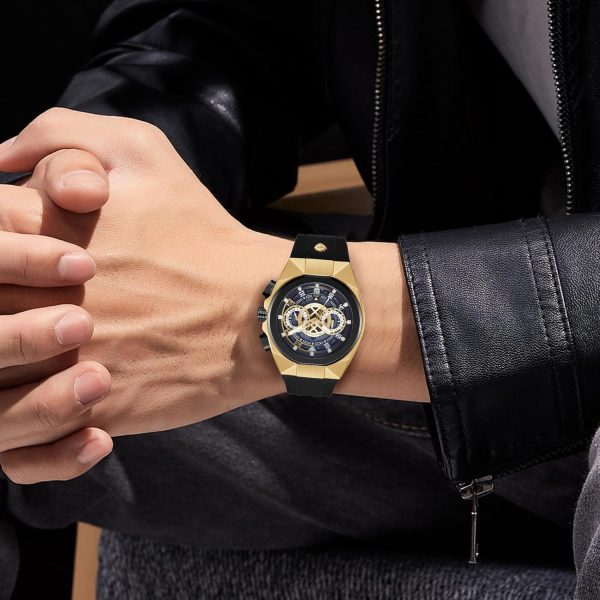 Mens Watches Analog Waterproof Fashion Date Wrist Watch, Skeleton Tonneau Watches for Men with Chronograph,Ideal for Sports Enthusiasts & Daily Wear - Perfect Gifts for Men - Image 36