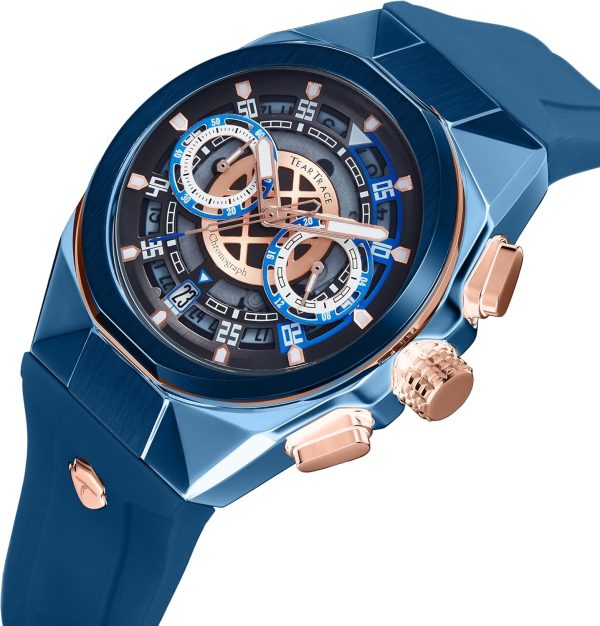 Mens Watches Analog Waterproof Fashion Date Wrist Watch, Skeleton Tonneau Watches for Men with Chronograph,Ideal for Sports Enthusiasts & Daily Wear - Perfect Gifts for Men - Image 45