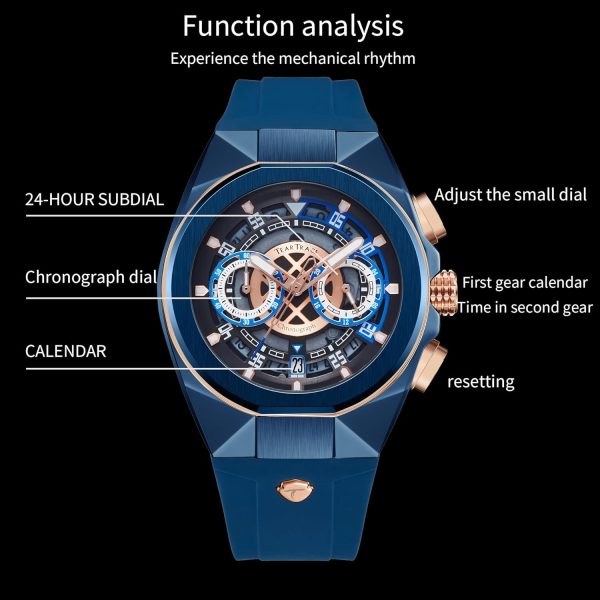 Mens Watches Analog Waterproof Fashion Date Wrist Watch, Skeleton Tonneau Watches for Men with Chronograph,Ideal for Sports Enthusiasts & Daily Wear - Perfect Gifts for Men - Image 51
