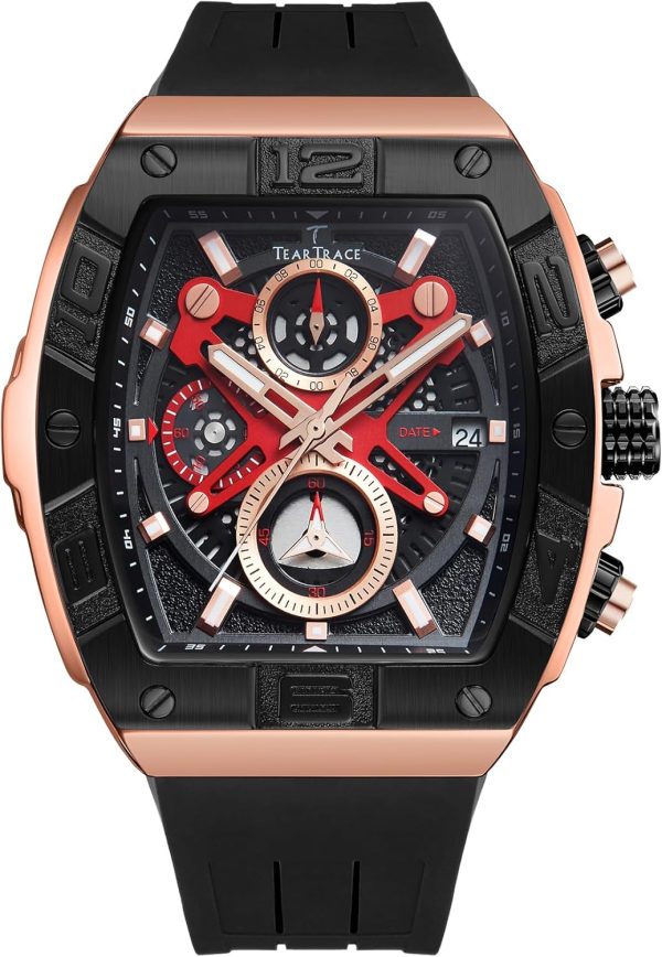 Mens Watches Analog Waterproof Fashion Date Wrist Watch, Skeleton Tonneau Watches for Men with Chronograph,Ideal for Sports Enthusiasts & Daily Wear - Perfect Gifts for Men - Image 53