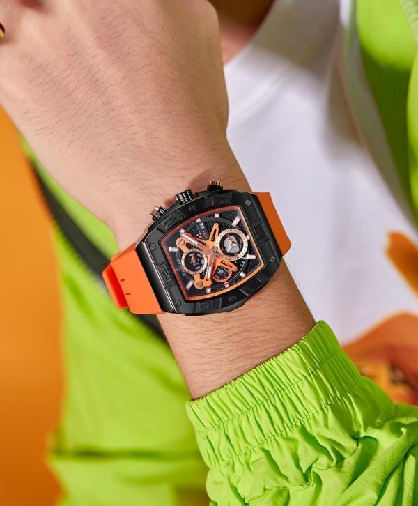 Mens Watches Analog Waterproof Fashion Date Wrist Watch, Skeleton Tonneau Watches for Men with Chronograph,Ideal for Sports Enthusiasts & Daily Wear - Perfect Gifts for Men - Image 59