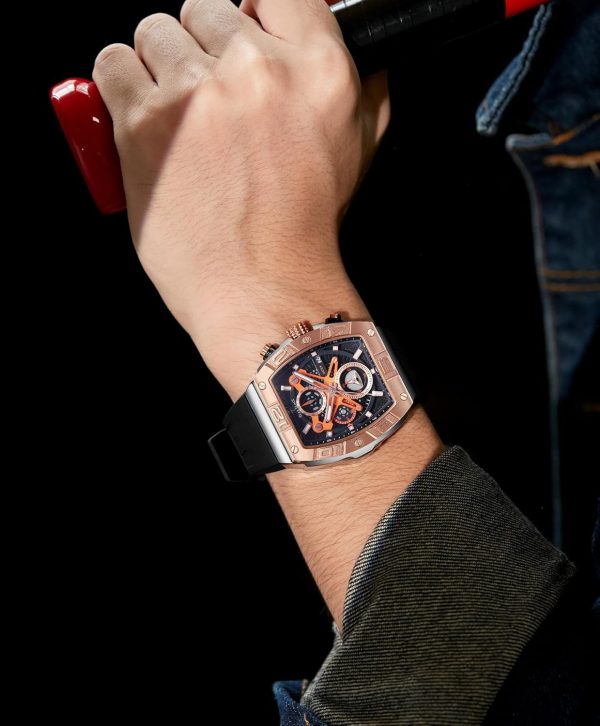 Mens Watches Analog Waterproof Fashion Date Wrist Watch, Skeleton Tonneau Watches for Men with Chronograph,Ideal for Sports Enthusiasts & Daily Wear - Perfect Gifts for Men - Image 64