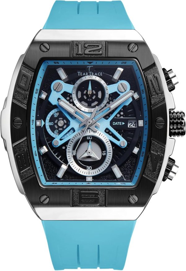 Mens Watches Analog Waterproof Fashion Date Wrist Watch, Skeleton Tonneau Watches for Men with Chronograph,Ideal for Sports Enthusiasts & Daily Wear - Perfect Gifts for Men - Image 68