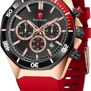 Watches for Men Luxury Chronograph 3ATM Waterproof Quartz Sport Wrist Watches Multifunctional with Silicone Strap Casual Work Mens Watches
