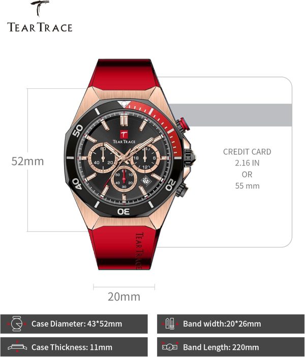 Watches for Men Luxury Chronograph 3ATM Waterproof Quartz Sport Wrist Watches Multifunctional with Silicone Strap Casual Work Mens Watches - Image 3