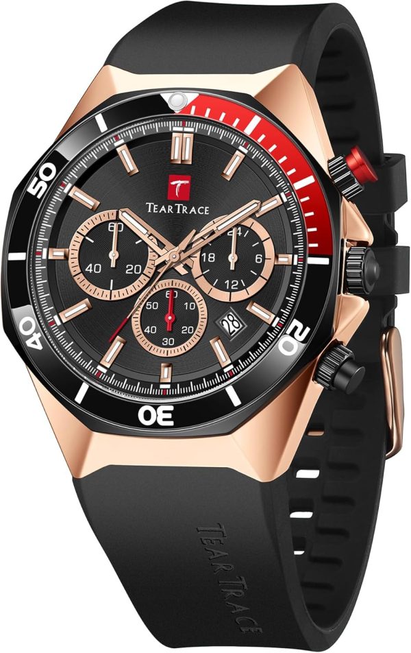 Watches for Men Luxury Chronograph 3ATM Waterproof Quartz Sport Wrist Watches Multifunctional with Silicone Strap Casual Work Mens Watches - Image 10