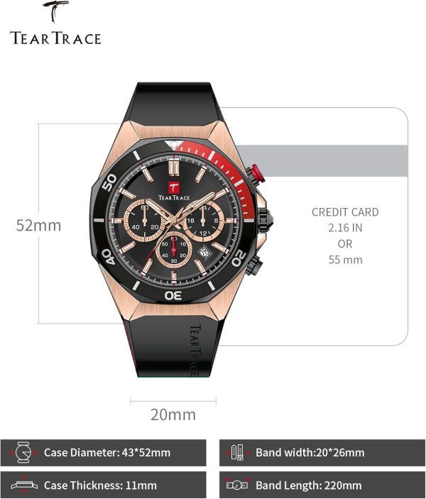 Watches for Men Luxury Chronograph 3ATM Waterproof Quartz Sport Wrist Watches Multifunctional with Silicone Strap Casual Work Mens Watches - Image 12
