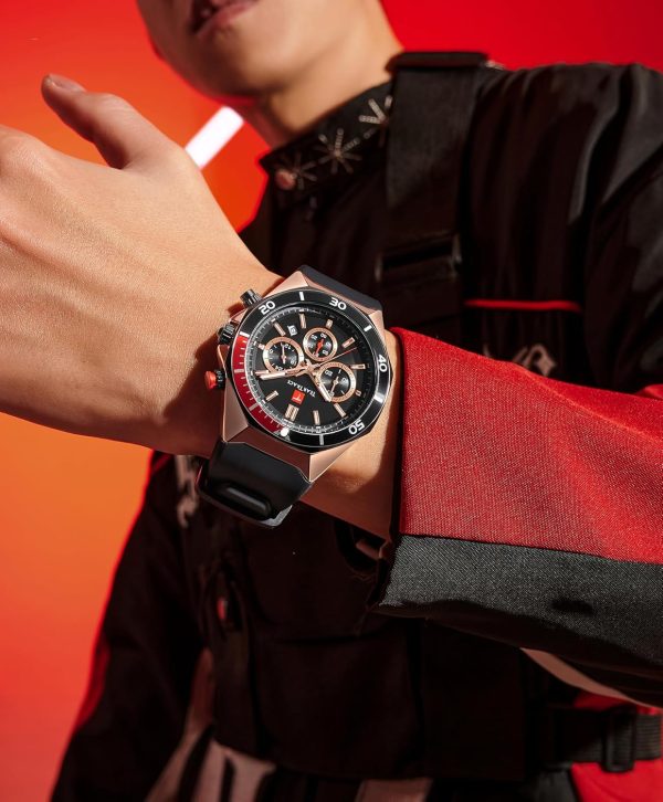 Watches for Men Luxury Chronograph 3ATM Waterproof Quartz Sport Wrist Watches Multifunctional with Silicone Strap Casual Work Mens Watches - Image 15