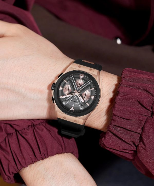 Watches for Men Luxury Chronograph 3ATM Waterproof Quartz Sport Wrist Watches Multifunctional with Silicone Strap Casual Work Mens Watches - Image 20