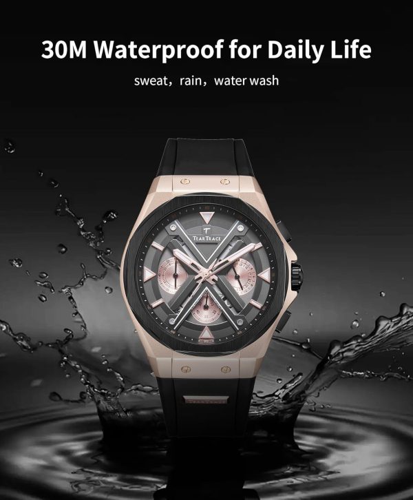 Watches for Men Luxury Chronograph 3ATM Waterproof Quartz Sport Wrist Watches Multifunctional with Silicone Strap Casual Work Mens Watches - Image 23
