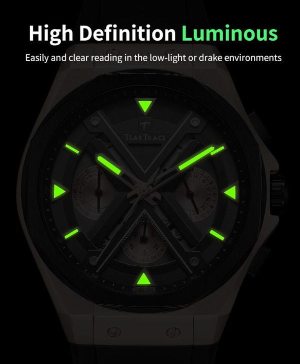 Watches for Men Luxury Chronograph 3ATM Waterproof Quartz Sport Wrist Watches Multifunctional with Silicone Strap Casual Work Mens Watches - Image 24