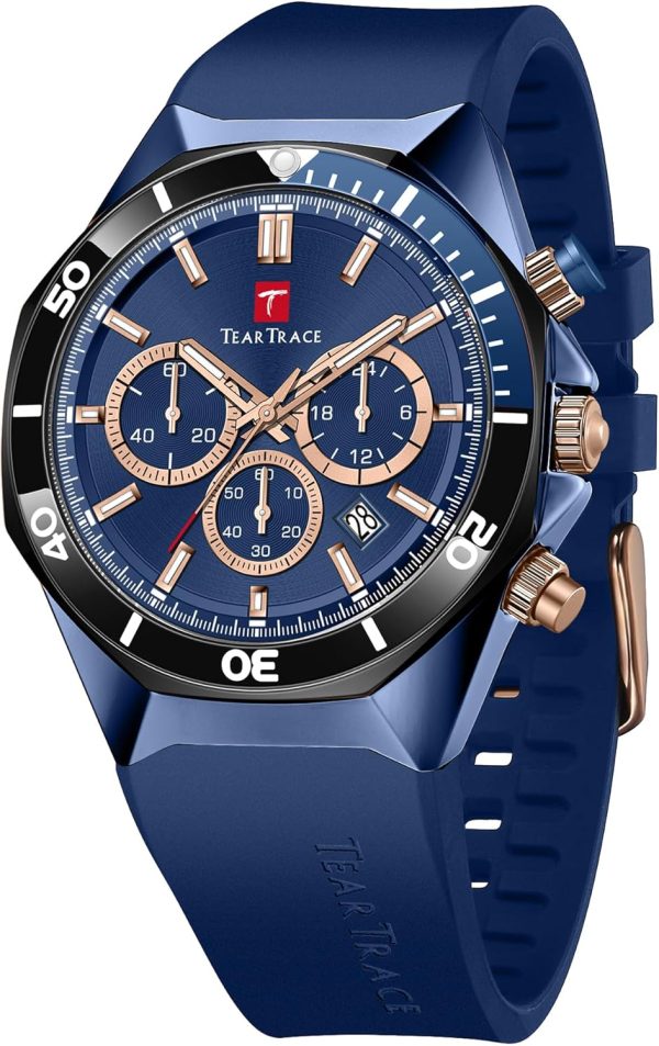 Watches for Men Luxury Chronograph 3ATM Waterproof Quartz Sport Wrist Watches Multifunctional with Silicone Strap Casual Work Mens Watches - Image 28