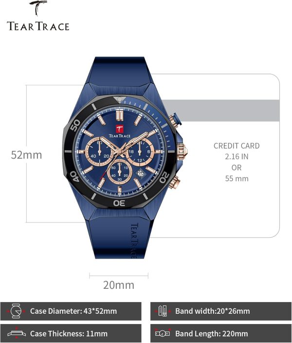 Watches for Men Luxury Chronograph 3ATM Waterproof Quartz Sport Wrist Watches Multifunctional with Silicone Strap Casual Work Mens Watches - Image 30