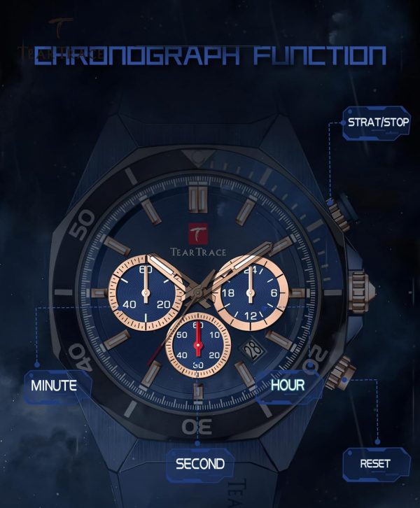 Watches for Men Luxury Chronograph 3ATM Waterproof Quartz Sport Wrist Watches Multifunctional with Silicone Strap Casual Work Mens Watches - Image 32