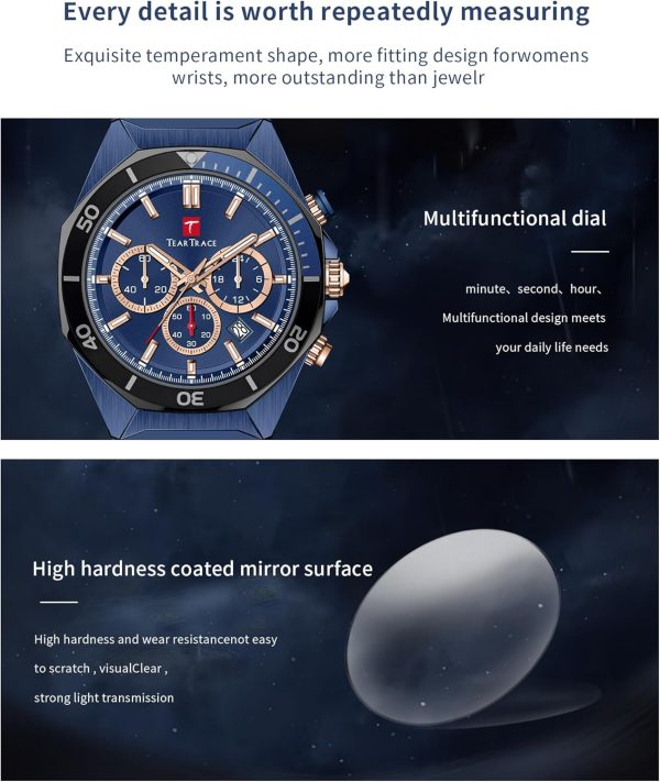Watches for Men Luxury Chronograph 3ATM Waterproof Quartz Sport Wrist Watches Multifunctional with Silicone Strap Casual Work Mens Watches - Image 35