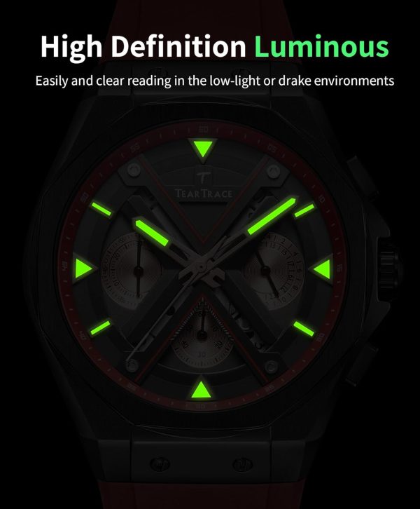 Watches for Men Luxury Chronograph 3ATM Waterproof Quartz Sport Wrist Watches Multifunctional with Silicone Strap Casual Work Mens Watches - Image 41