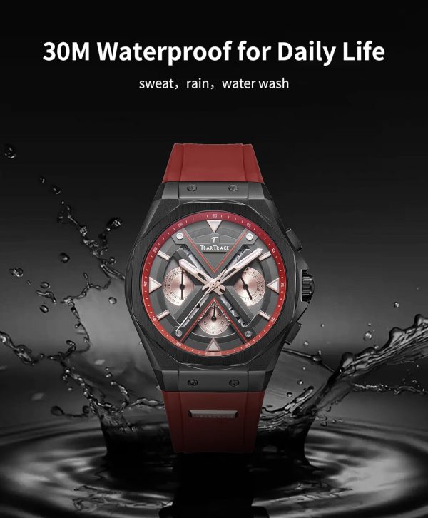 Watches for Men Luxury Chronograph 3ATM Waterproof Quartz Sport Wrist Watches Multifunctional with Silicone Strap Casual Work Mens Watches - Image 42