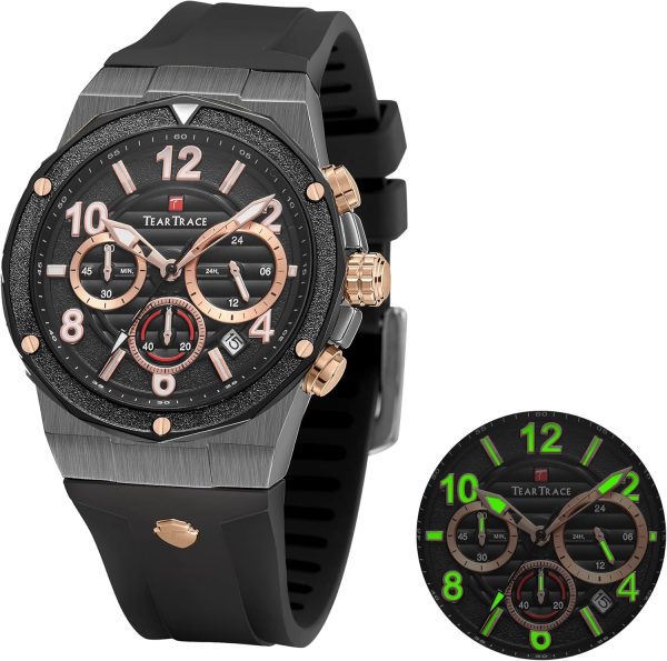 Watches for Men Luxury Chronograph 3ATM Waterproof Quartz Sport Wrist Watches Multifunctional with Silicone Strap Casual Work Mens Watches - Image 45