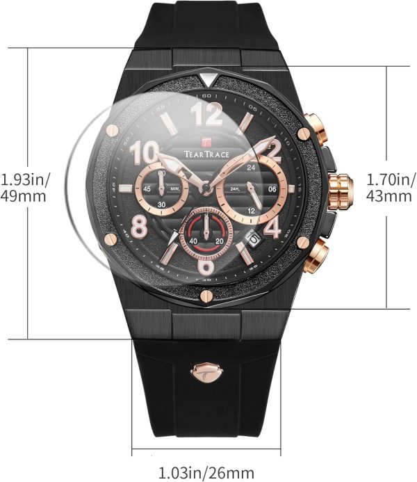 Watches for Men Luxury Chronograph 3ATM Waterproof Quartz Sport Wrist Watches Multifunctional with Silicone Strap Casual Work Mens Watches - Image 52