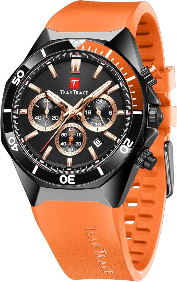 Watches for Men Luxury Chronograph 3ATM Waterproof Quartz Sport Wrist Watches Multifunctional with Silicone Strap Casual Work Mens Watches - Image 54