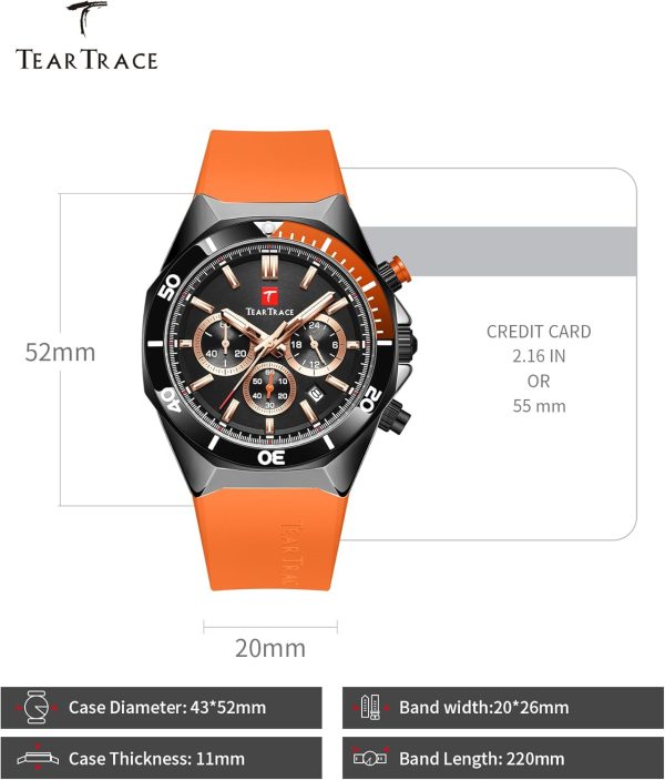 Watches for Men Luxury Chronograph 3ATM Waterproof Quartz Sport Wrist Watches Multifunctional with Silicone Strap Casual Work Mens Watches - Image 56