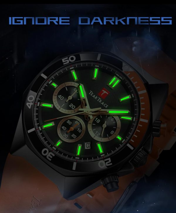 Watches for Men Luxury Chronograph 3ATM Waterproof Quartz Sport Wrist Watches Multifunctional with Silicone Strap Casual Work Mens Watches - Image 59