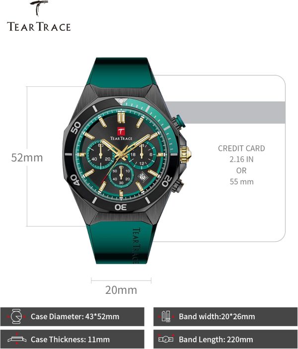 Watches for Men Luxury Chronograph 3ATM Waterproof Quartz Sport Wrist Watches Multifunctional with Silicone Strap Casual Work Mens Watches - Image 62