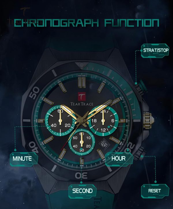 Watches for Men Luxury Chronograph 3ATM Waterproof Quartz Sport Wrist Watches Multifunctional with Silicone Strap Casual Work Mens Watches - Image 64